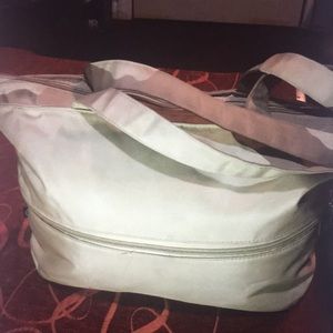 Very large tan and yellow Expandable tote